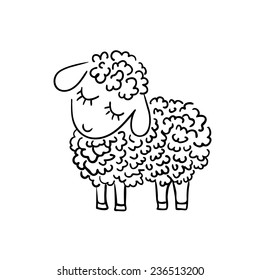 Sheep sketch on white background. Vector illustration