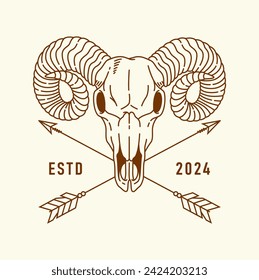 sheep skull line art illustration vector
