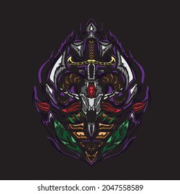 Sheep skull and sword illustration vektor art