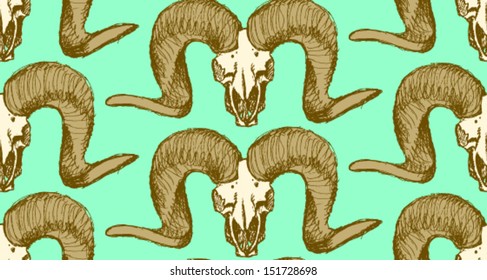 Sheep skull, vector seamless pattern