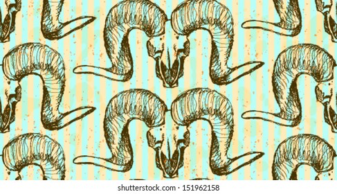 Sheep skull, vector sketch background