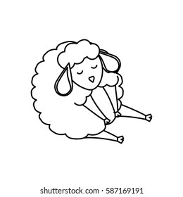 Sheep sleeping cartoon icon vector illustration graphic design