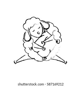 Sheep sleeping cartoon icon vector illustration graphic design