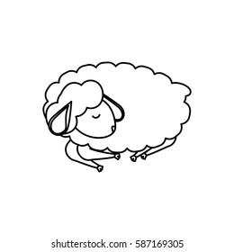 Sheep sleeping cartoon icon vector illustration graphic design