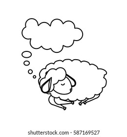 Sheep sleeping cartoon icon vector illustration graphic design