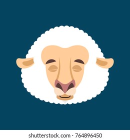 Sheep sleeping emotion avatar face. Ewe asleep emoji. Farm animal Vector illustration
