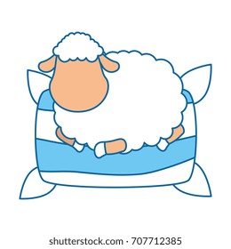 Sheep sleeping on pillow