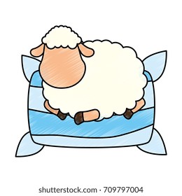 Sheep sleeping on pillow