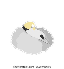 una oveja duerme en una nube