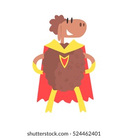 Sheep Smiling Animal Dressed As Superhero With A Cape Comic Masked Vigilante Geometric Character