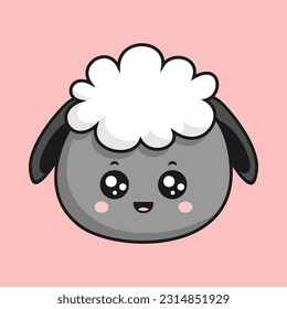 Sheep Smiling Face Cartoon Head Sheep Sticker