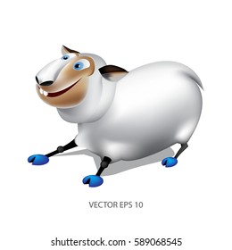 Sheep smiling. Isolated object. Vector illustration