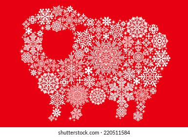 sheep with snow crystals and doilies.
