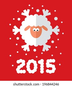 sheep snowflake on red