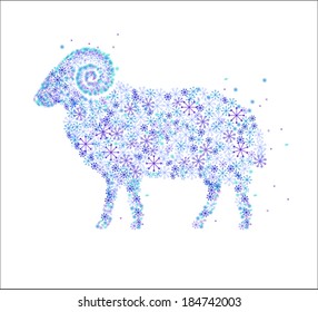 sheep  of snowflakes / symbol of New Year 2015