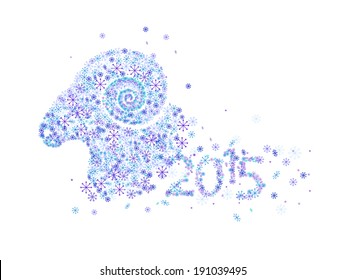 sheep  of snowflakes / symbol of New Year 