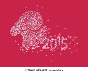 sheep  of snowflakes / symbol of New Year 