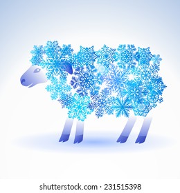 sheep from snowflakes - a symbol of new year 2015