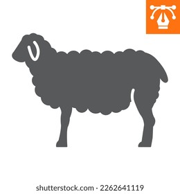 Schafe solide Symbol, Symbol im Stil der Glyphe für Website oder mobile App, Tiere und Vieh, ewe Vektorsymbol, einfache Vektorgrafik, Vektorgrafiken mit bearbeitbaren Strichen.