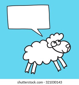 Sheep With Speech Bubble. Illustration card with hand drawn lamb and bubble speech. You can put your own text on speech bubble or sign board.