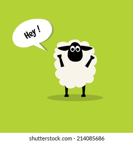 Sheep stand and say Hey! ,illustration design.