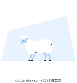 Sheep Standing In Flat Vector Illustration Symbolizing Wool Production, Livestock Farming, And Agriculture, Isolated On White Background