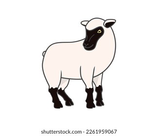 Sheep with Standing Gesture Illustration