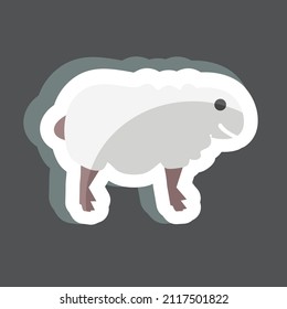 Sheep Sticker in trendy isolated on black background
