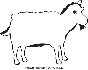 Sheep stock illustration Sheep, Lamb - Meat, Lamb - Animal, Line Art, Outline, Silhouette of a walking sheep. Icon of a farm animal. Side view. Vector illustration isolated on a white background
