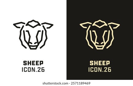 Sheep stylized head geometric line icon