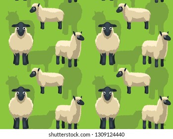 Sheep Suffolk Cartoon Background Seamless Wallpaper