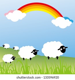 Sheep in sunny day