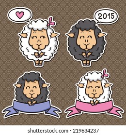 sheep - symbol of New 2015 Year. Can be used as labels for sales, greeting card, baby shower, scrapbook