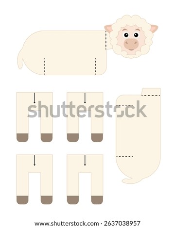 Sheep template for building for games. Sheep paper toy.