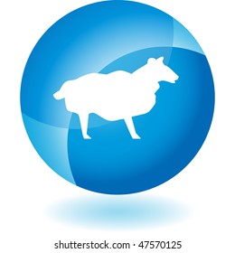 Sheep transparent blue icon isolated on a white background.