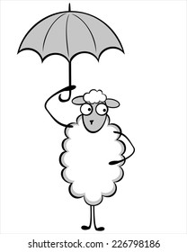 sheep under the umbrella