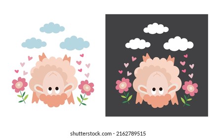 Sheep upside down, happy sheep in love.