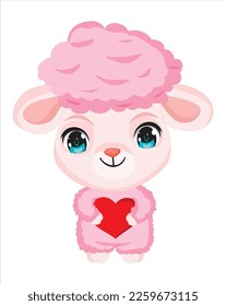 Sheep Valentines Mascot Illustrations Vector