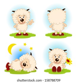 sheep  in a variety of actions  - vector illustration