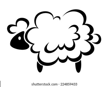 Sheep. Vector black silhouette.