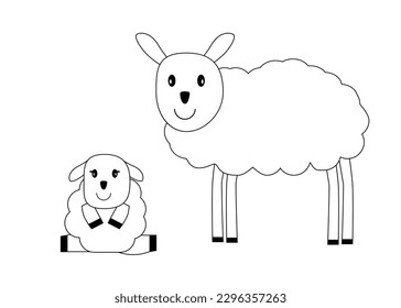 sheep vector for cartoon coloring book icon logo clip art 