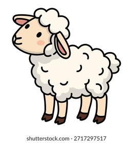 Vetor de ovelha, Ilustração de vetor de cordeiro bonito, simples ovelha vetor de desenhos animados EPS, pequeno cordeiro Doodle Vetor de desenho.