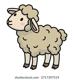 Vetor de ovelha, Ilustração de vetor de cordeiro bonito, simples ovelha vetor de desenhos animados EPS, pequeno cordeiro Doodle Vetor de desenho.