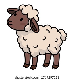 Vetor de ovelha, Ilustração de vetor de cordeiro bonito, simples ovelha vetor de desenhos animados EPS, pequeno cordeiro Doodle Vetor de desenho.