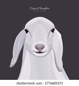 Sheep vector design greeting card for The day of slaughter - eid adha Mubarak - Vector illustration