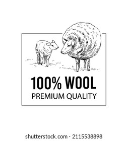 Sheep. Vector illustration. Black outline on a transparent background