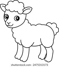 Schaf Vektorillustration Schwarz-Weiß Umriss Malbuch oder Seite für Kinder