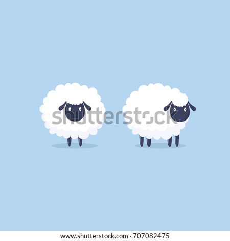 Sheep. Vector illustration. Funny cute sheep characters. Cartoon sheep.