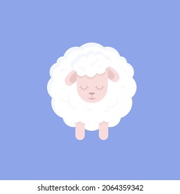 Ilustración vectorial de oveja aislada en el fondo. Personaje de dibujos animados. Recogida de animales