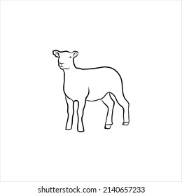 sheep vector illustration isolated on green background. ewe vector icon  
jumbuck linear vector